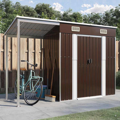 vidaXL Garden Shed with Extended Roof 277x107x181 cm Steel