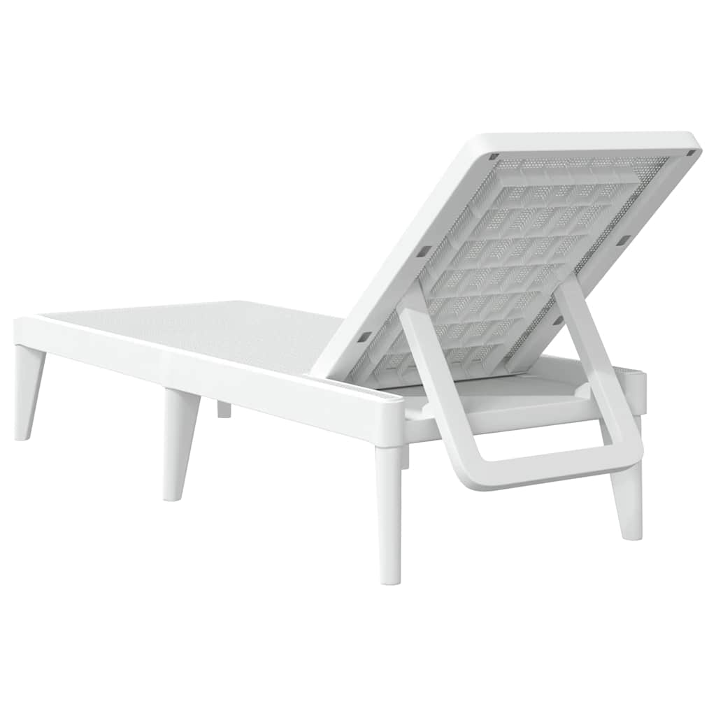 vidaXL Sun Lounger White 186x60x29 cm PP 6