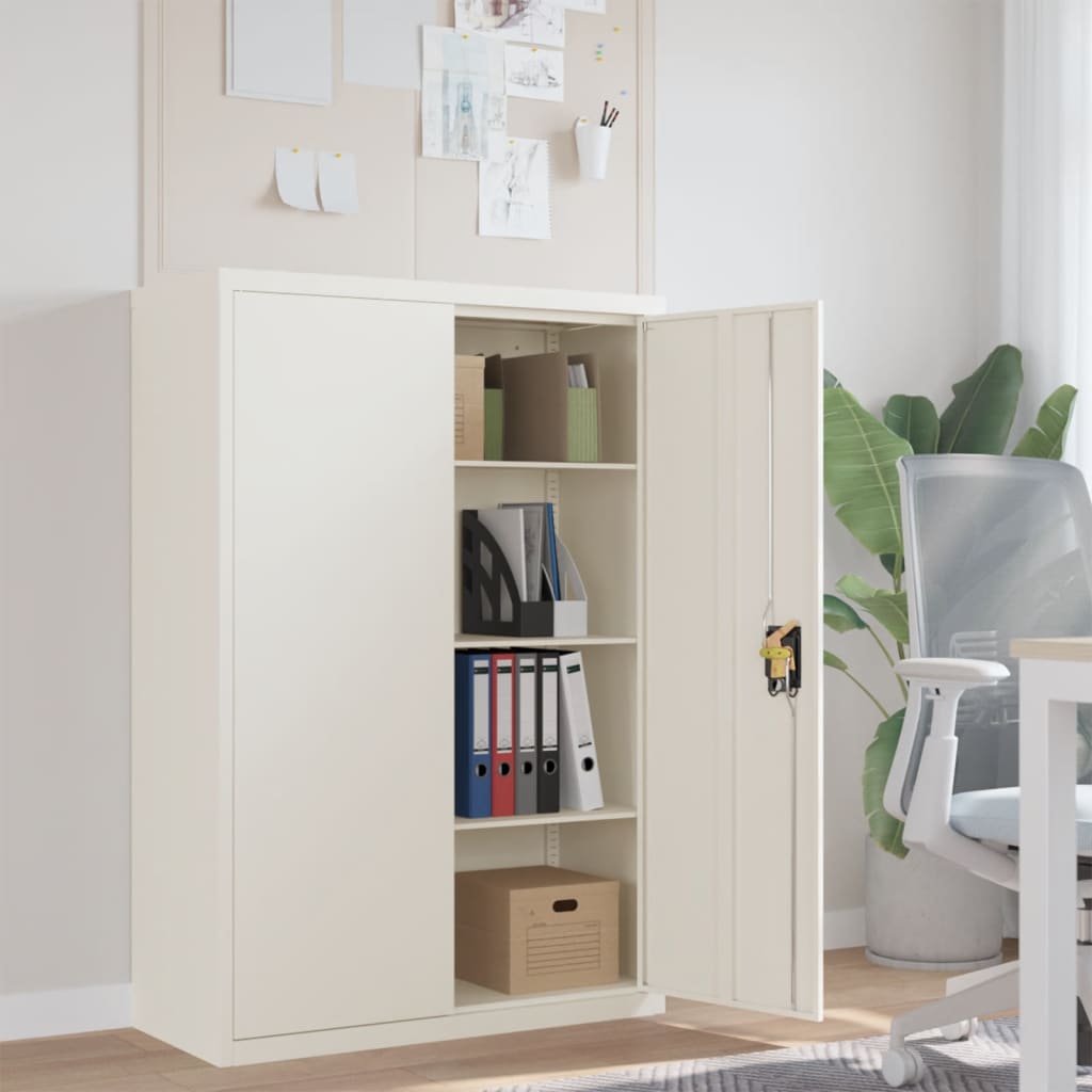 File Cabinet Steel White 90 x 40 x 140 cm