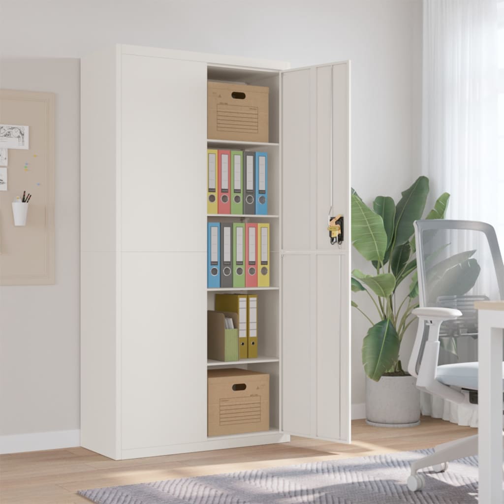 File Cabinet Steel White 90 x 40 x 180 cm
