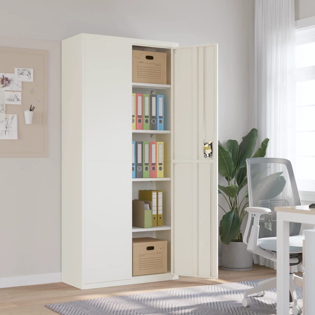 File Cabinet Steel White 90 x 40 x 200 cm