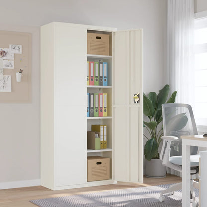 File Cabinet Steel White 90 x 40 x 200 cm
