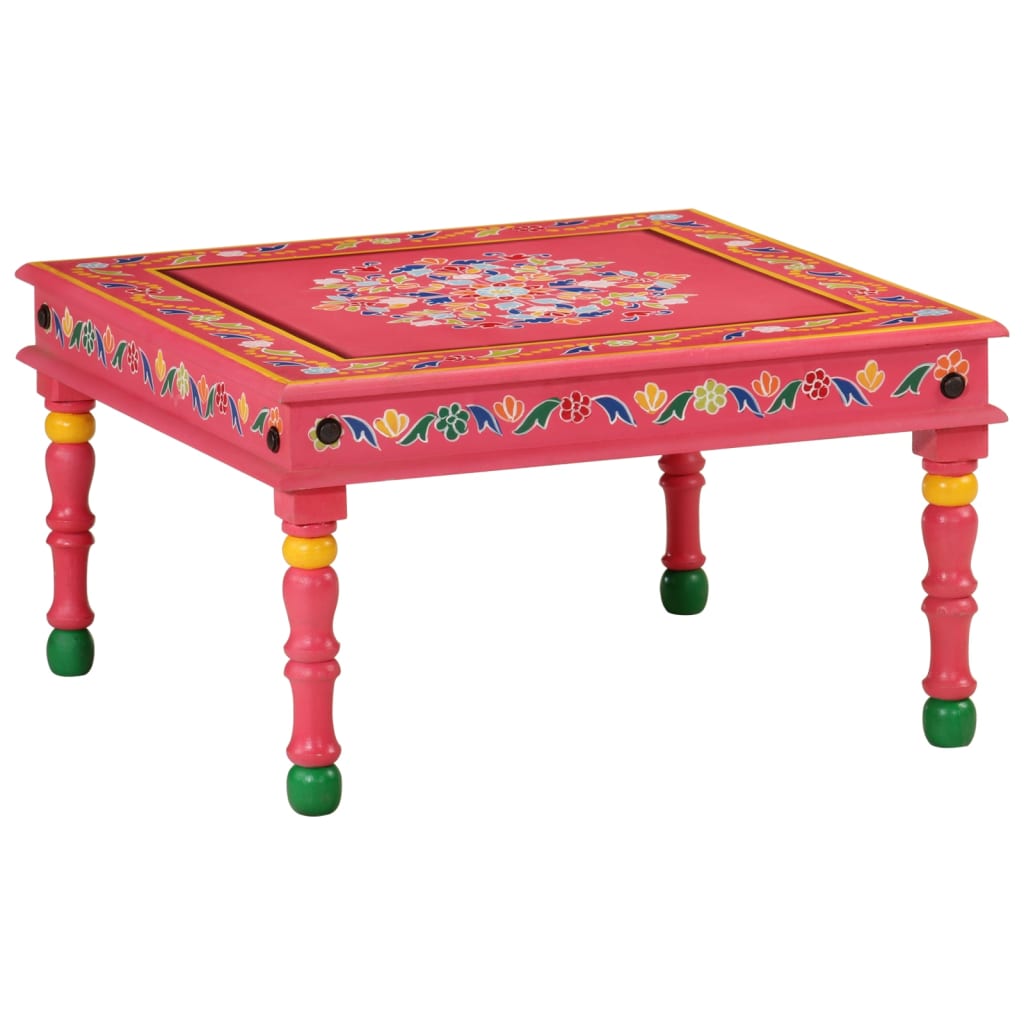 vidaXL Coffee Table Pink Hand Painted Solid Wood Mango 1
