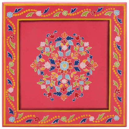 vidaXL Coffee Table Pink Hand Painted Solid Wood Mango 3