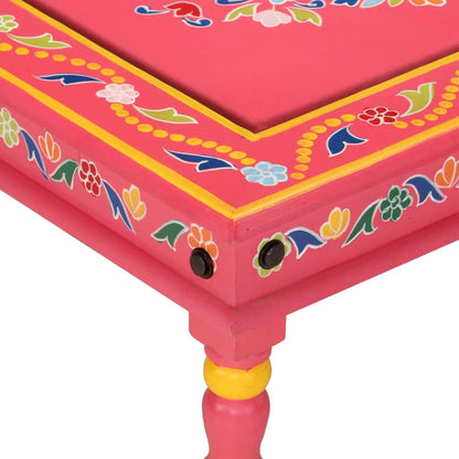 vidaXL Coffee Table Pink Hand Painted Solid Wood Mango 4