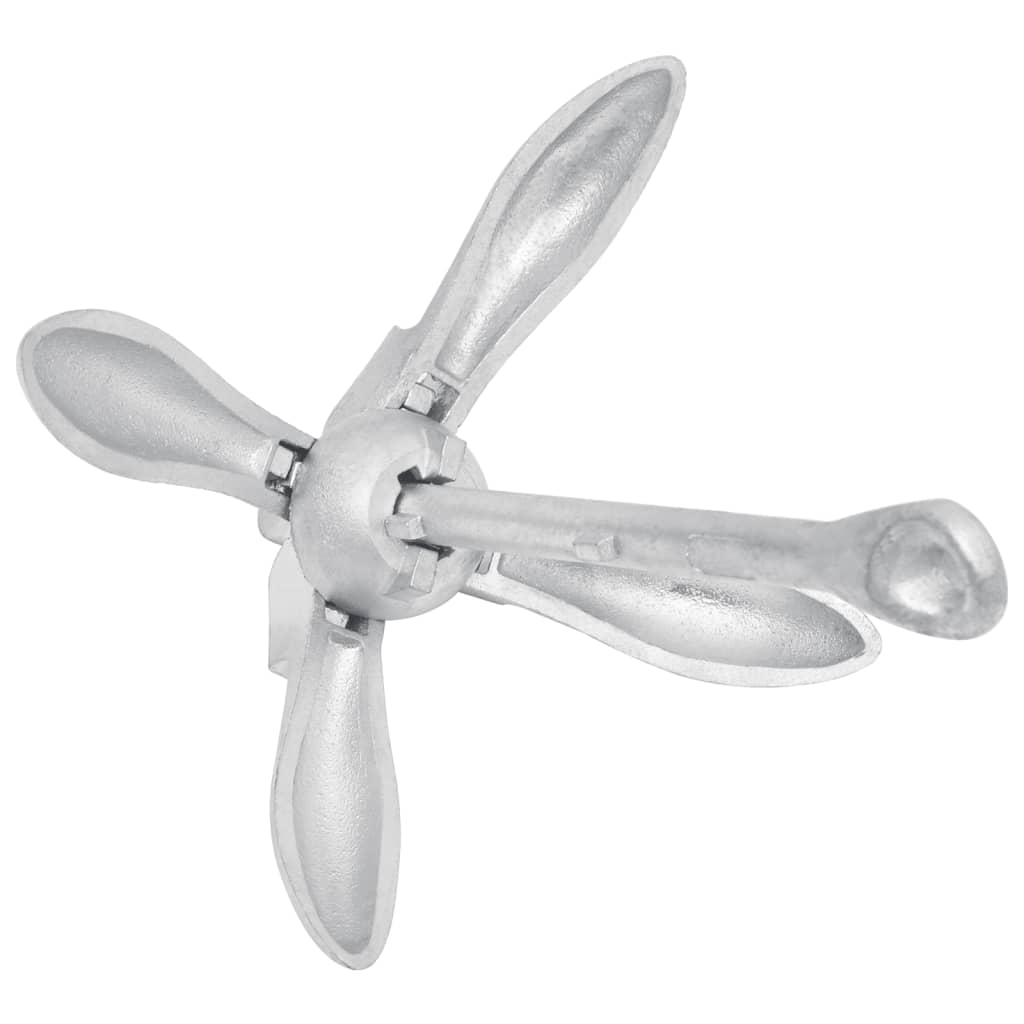 vidaXL Folding Anchor Silver 8 kg Hot Dip Galvanized Cast Iron 4