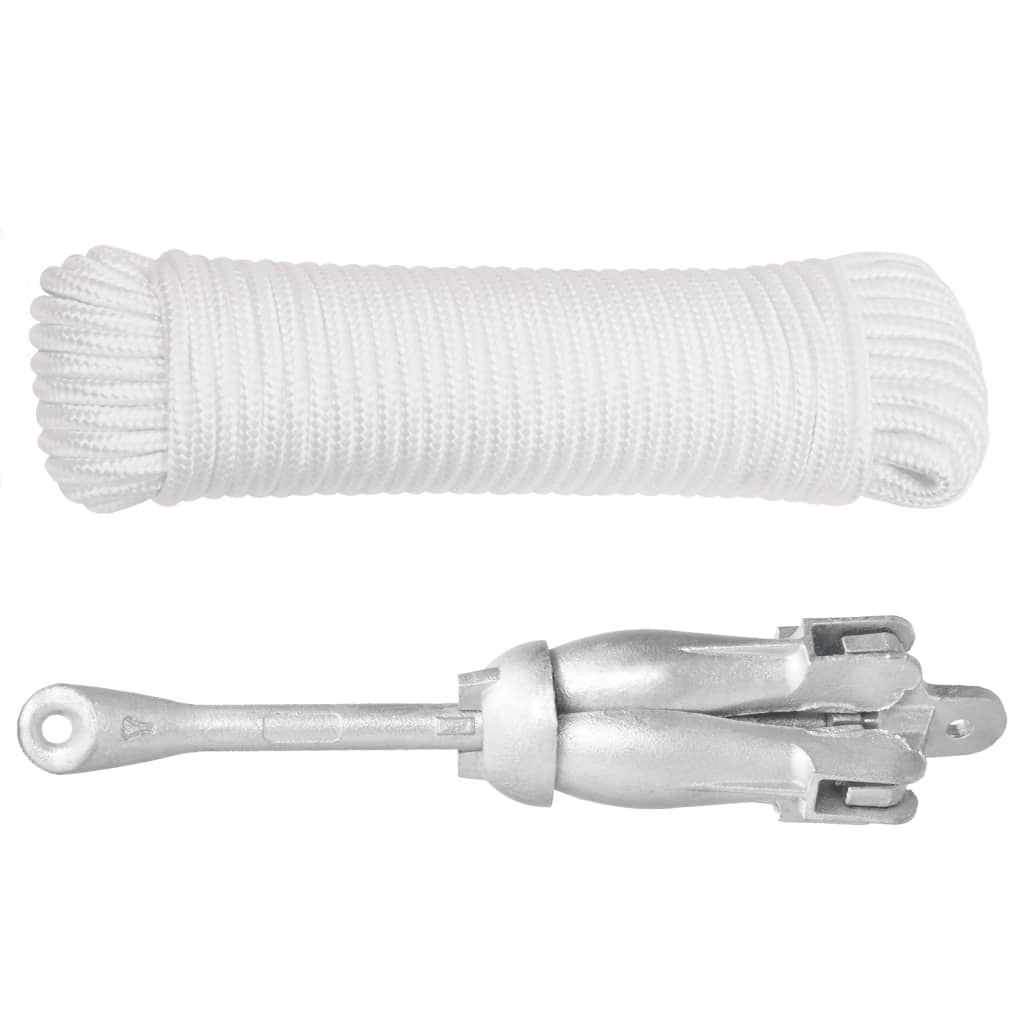 vidaXL Folding Anchor with Rope Silver 6 kg 2