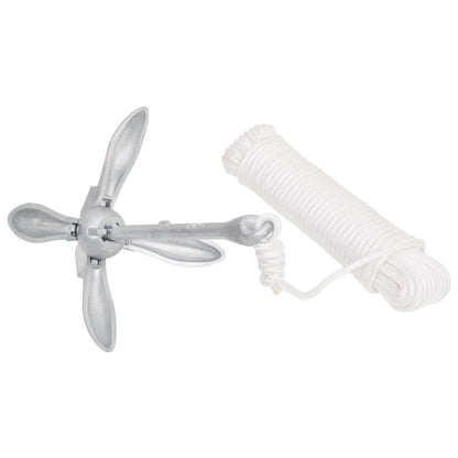 vidaXL Folding Anchor with Rope Silver 6 kg 3
