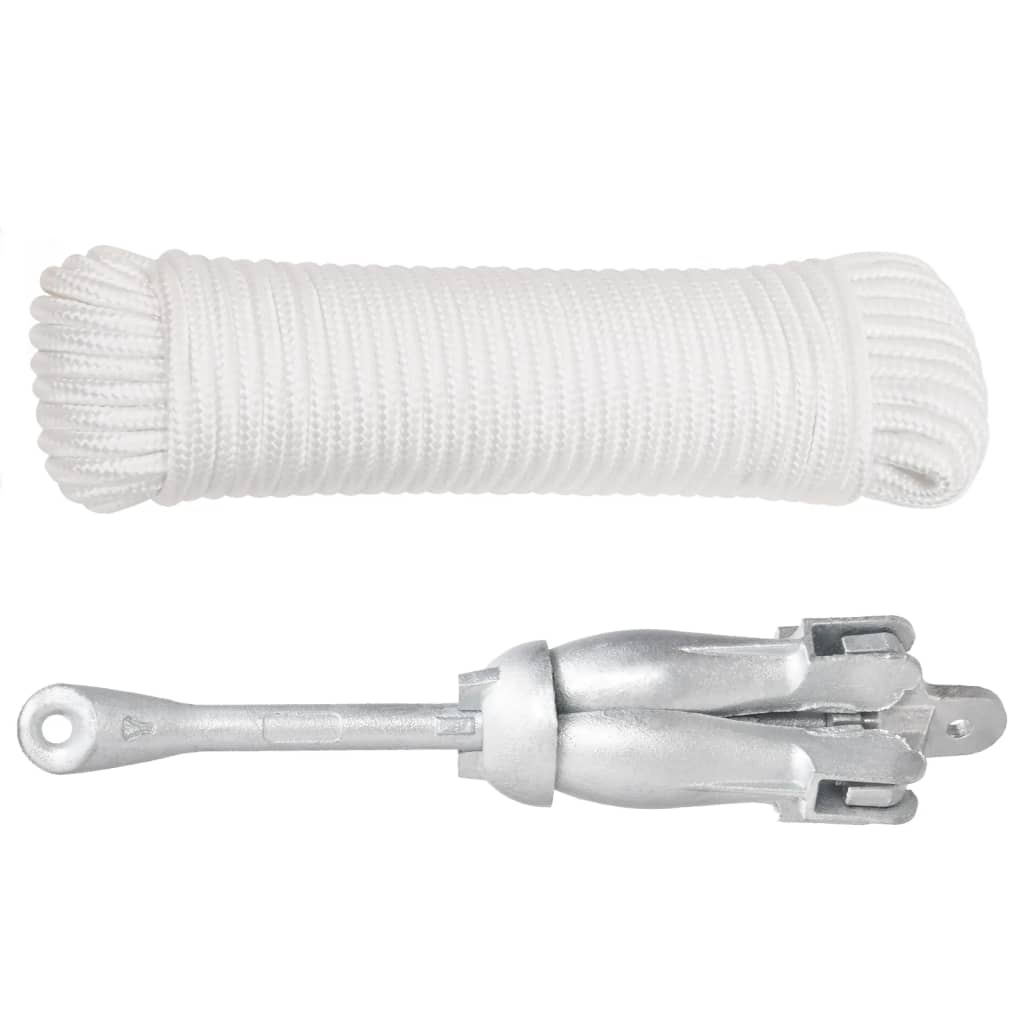 vidaXL Folding Anchor with Rope Silver 8 kg Hot Dip Galvanized Cast Iron 2
