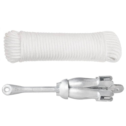 vidaXL Folding Anchor with Rope Silver 8 kg Hot Dip Galvanized Cast Iron 2