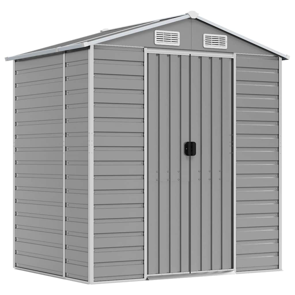 vidaXL Garden Shed Light Grey 191x130x198 cm Galvanised Steel 2