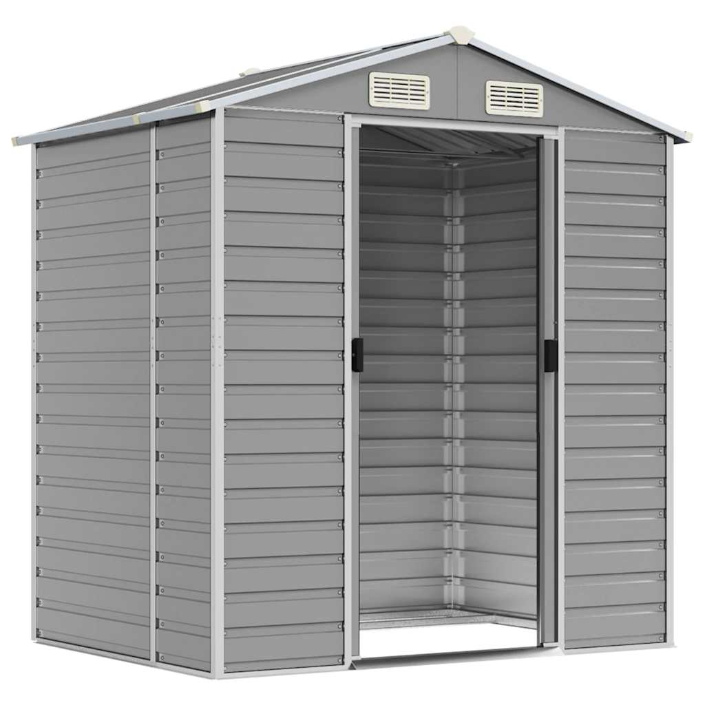 vidaXL Garden Shed Light Grey 191x130x198 cm Galvanised Steel 3