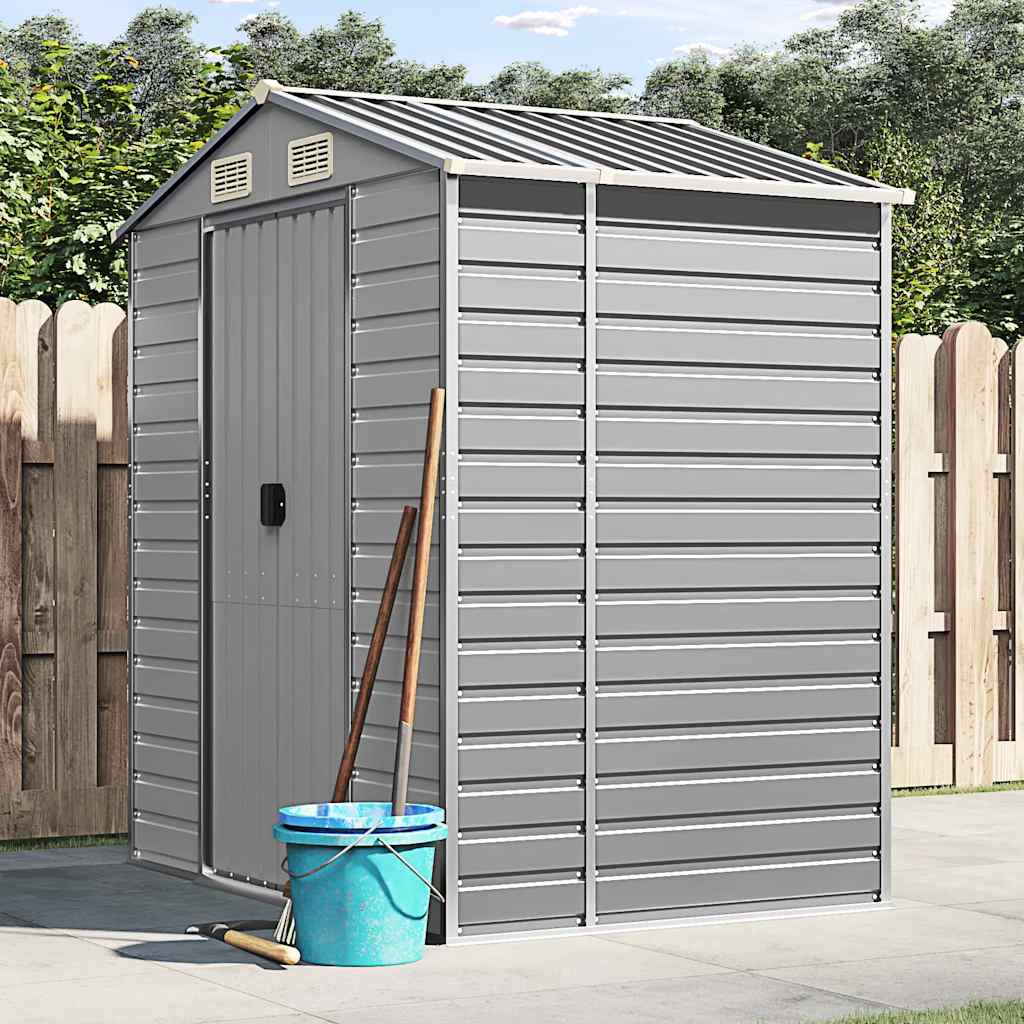vidaXL Garden Shed Light Grey 191x130x198 cm Galvanised Steel 1
