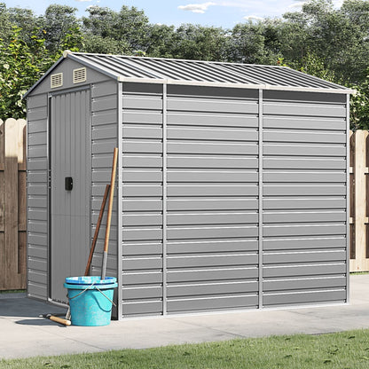 vidaXL Garden Shed | Light grey | Galvanised steel | 191x215x198 cm 1