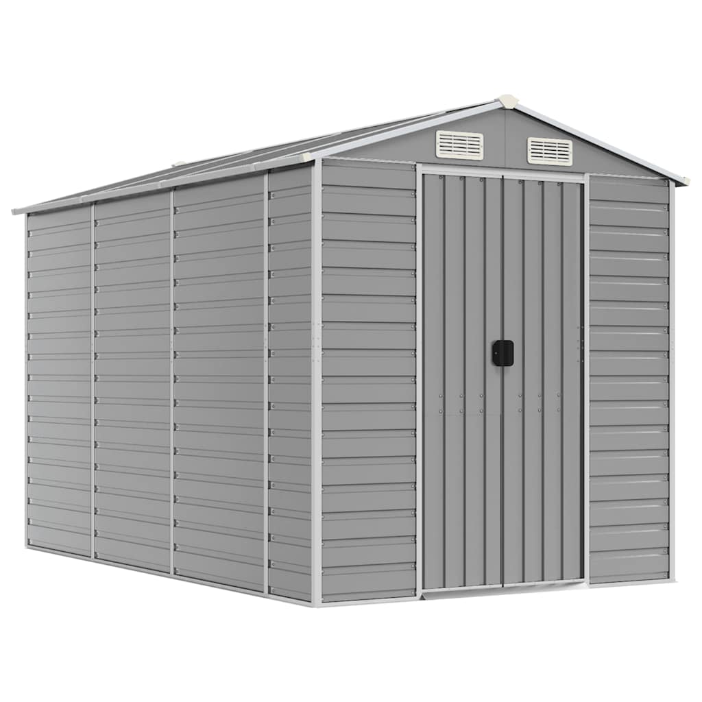 vidaXL Garden Shed Light Grey 191x300x198 cm Galvanised Steel 2