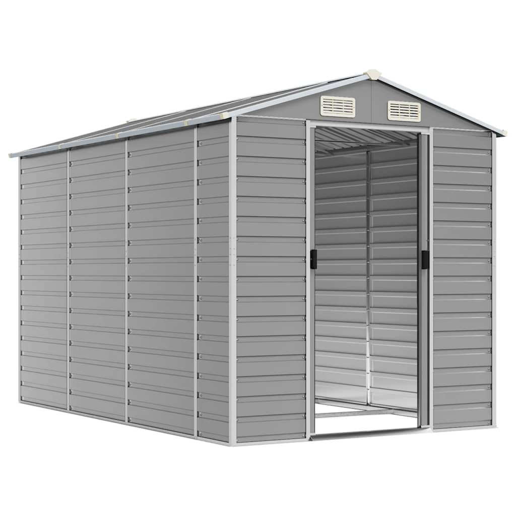 vidaXL Garden Shed Light Grey 191x300x198 cm Galvanised Steel 3