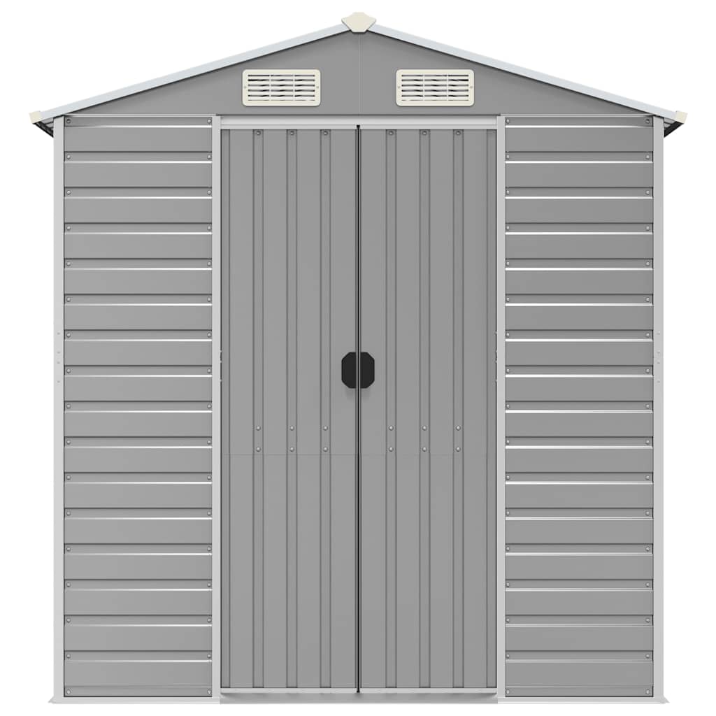 vidaXL Garden Shed Light Grey 191x300x198 cm Galvanised Steel 4