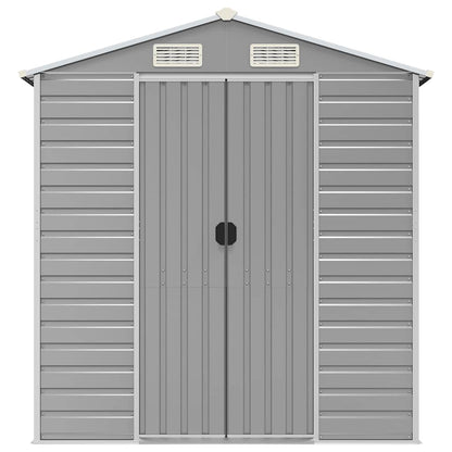 vidaXL Garden Shed Light Grey 191x300x198 cm Galvanised Steel 4