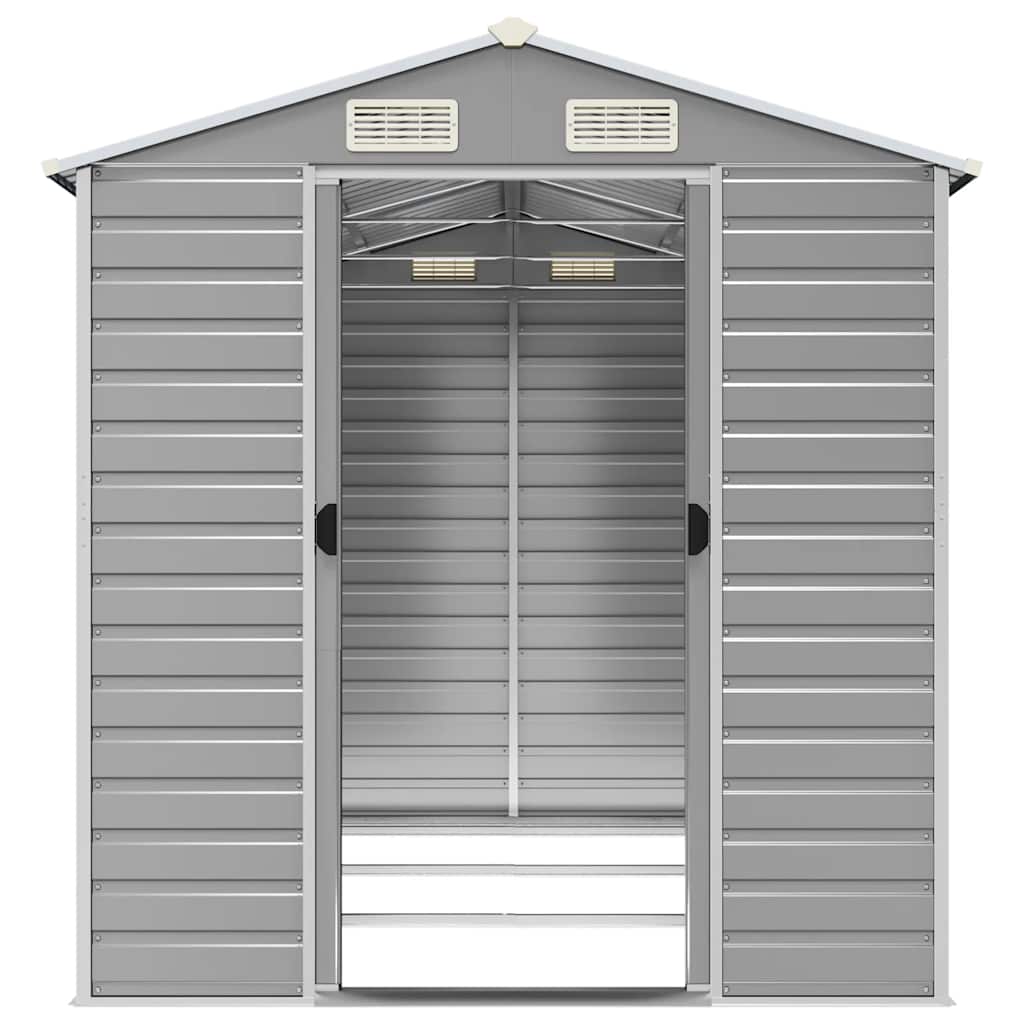 vidaXL Garden Shed Light Grey 191x300x198 cm Galvanised Steel 5