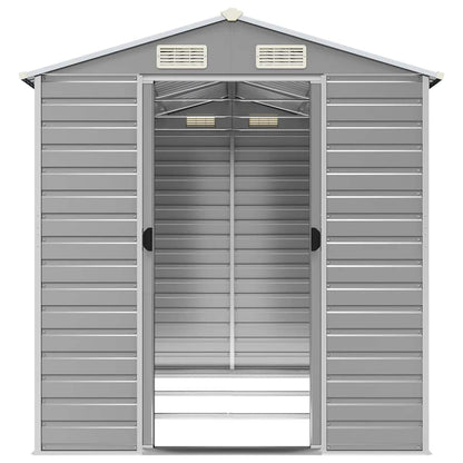 vidaXL Garden Shed Light Grey 191x300x198 cm Galvanised Steel 5