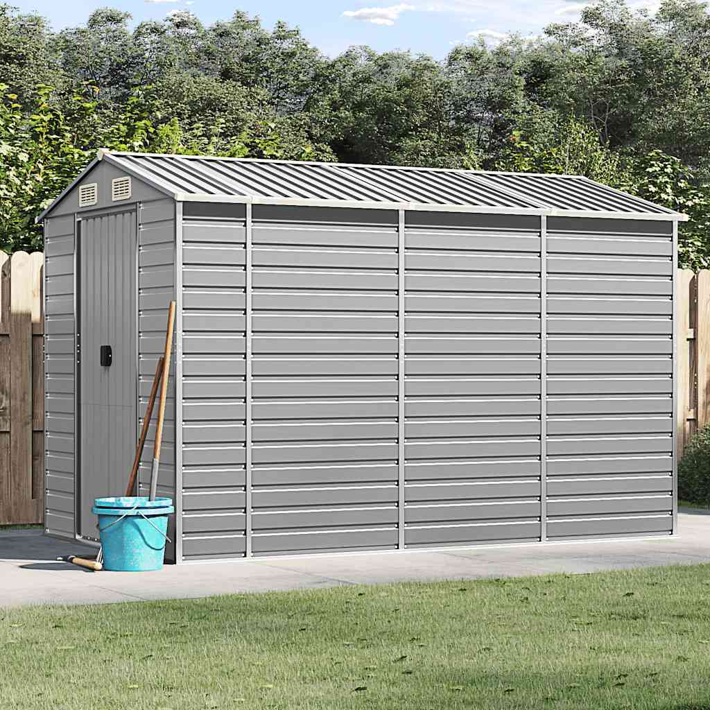 vidaXL Garden Shed Light Grey 191x300x198 cm Galvanised Steel 1