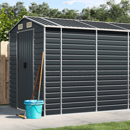 vidaXL Garden Shed | Anthracite | Galvanised Steel | Large | Garden Shed 1