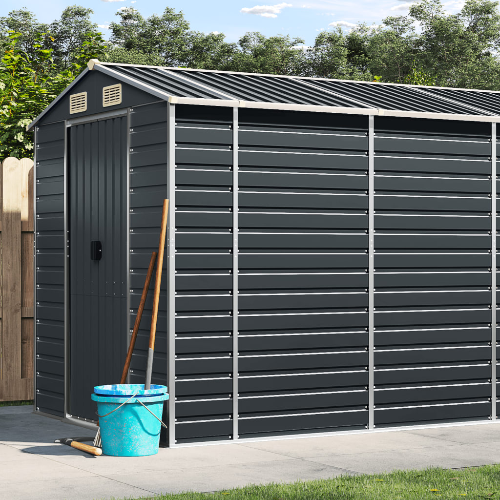 vidaXL Garden Shed | Anthracite | Galvanised Steel | Large | Garden Shed 1