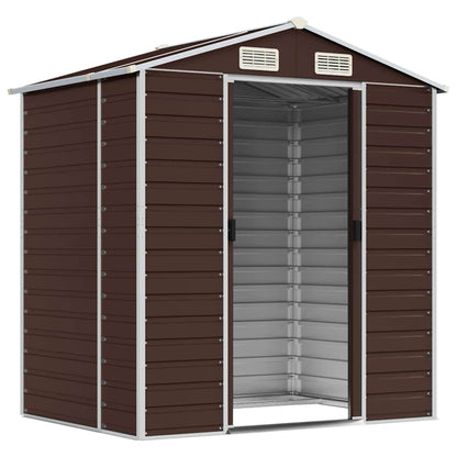 vidaXL Garden Shed Brown 191x130x198 cm Galvanised Steel 3