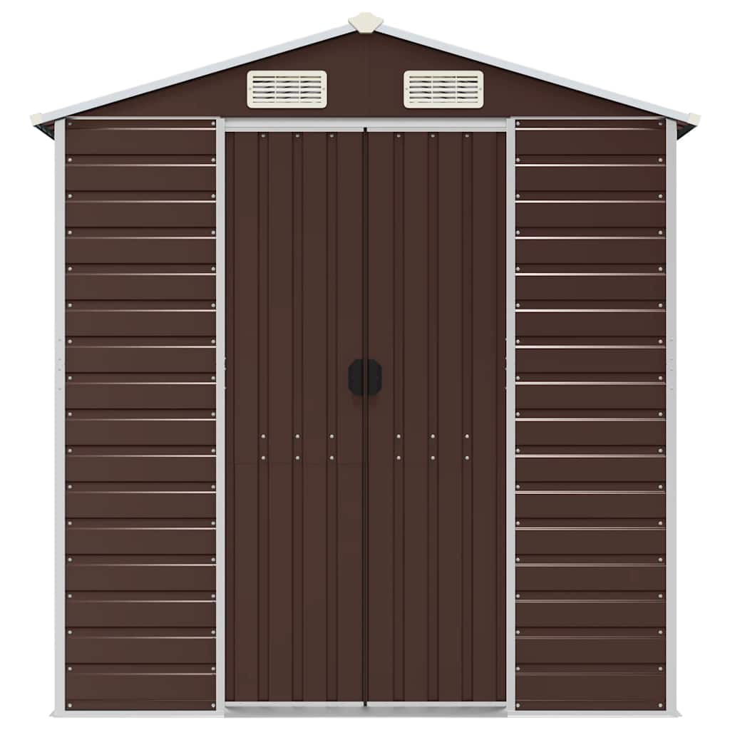vidaXL Garden Shed Brown 191x130x198 cm Galvanised Steel 4