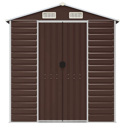 vidaXL Garden Shed Brown 191x130x198 cm Galvanised Steel 4