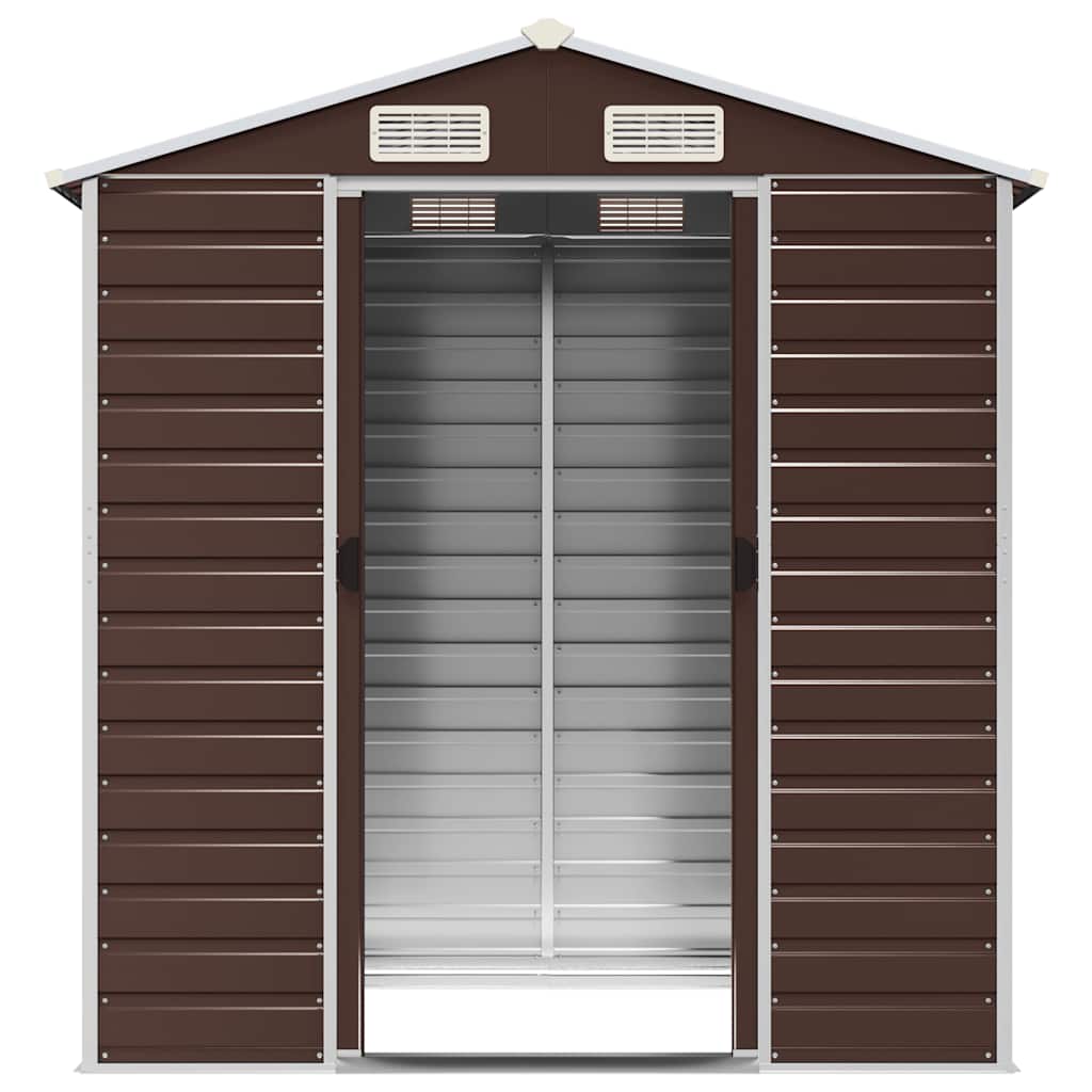 vidaXL Garden Shed Brown 191x130x198 cm Galvanised Steel 5