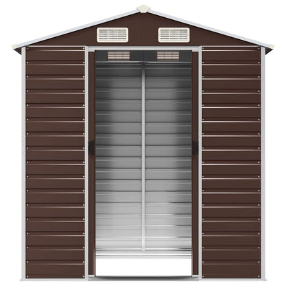 vidaXL Garden Shed Brown 191x130x198 cm Galvanised Steel 5