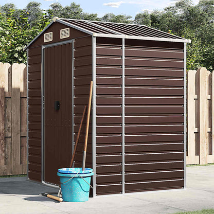 vidaXL Garden Shed Brown 191x130x198 cm Galvanised Steel 1