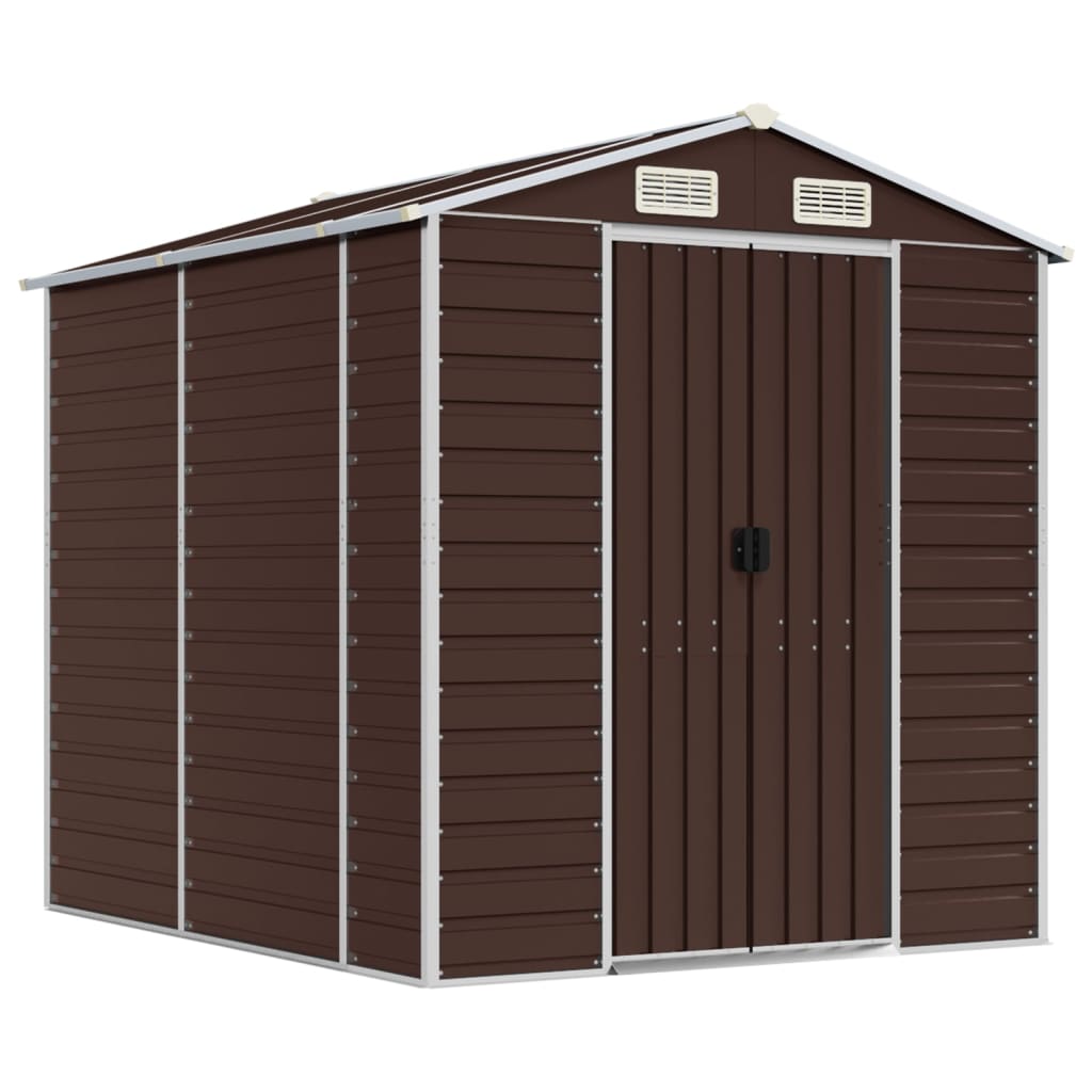 vidaXL Garden Shed | Brown | Galvanised Steel | 191x215x198 cm | Garden Shed 2