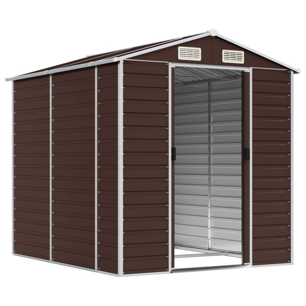 vidaXL Garden Shed | Brown | Galvanised Steel | 191x215x198 cm | Garden Shed 3