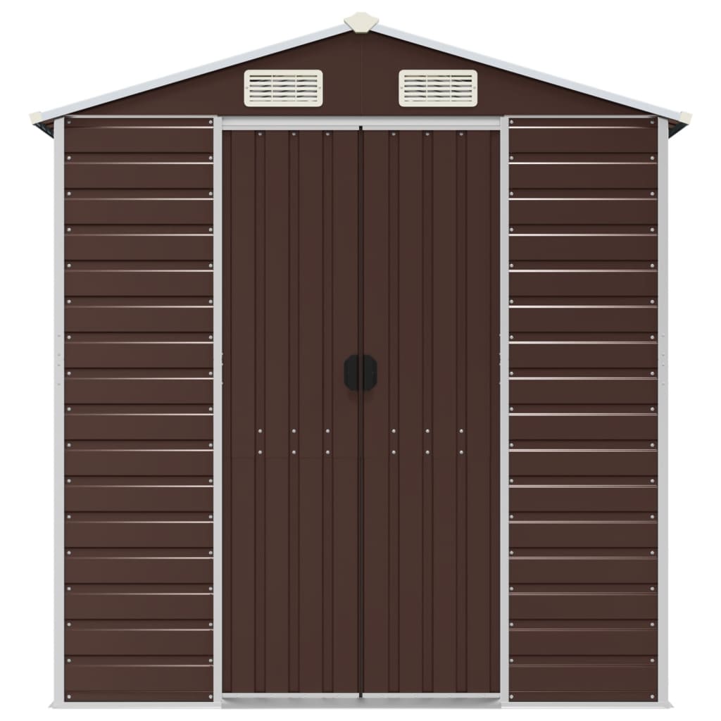 vidaXL Garden Shed | Brown | Galvanised Steel | 191x215x198 cm | Garden Shed 4