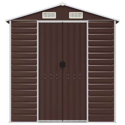 vidaXL Garden Shed | Brown | Galvanised Steel | 191x215x198 cm | Garden Shed 4