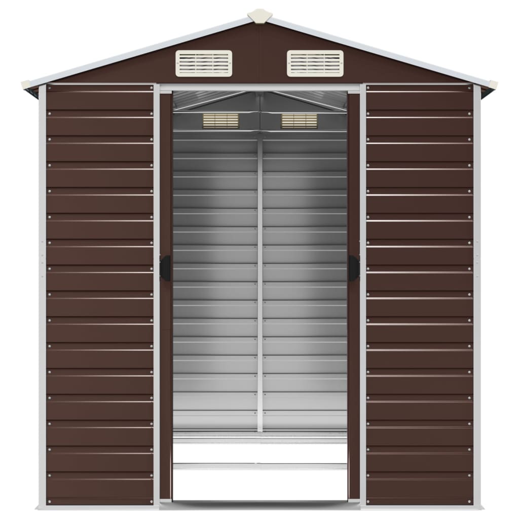 vidaXL Garden Shed | Brown | Galvanised Steel | 191x215x198 cm | Garden Shed 5
