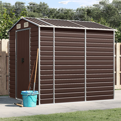 vidaXL Garden Shed | Brown | Galvanised Steel | 191x215x198 cm | Garden Shed 1