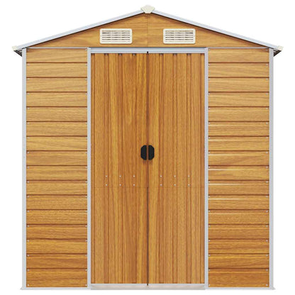 vidaXL Garden Shed Light Brown 191x130x198 cm Galvanised Steel 4