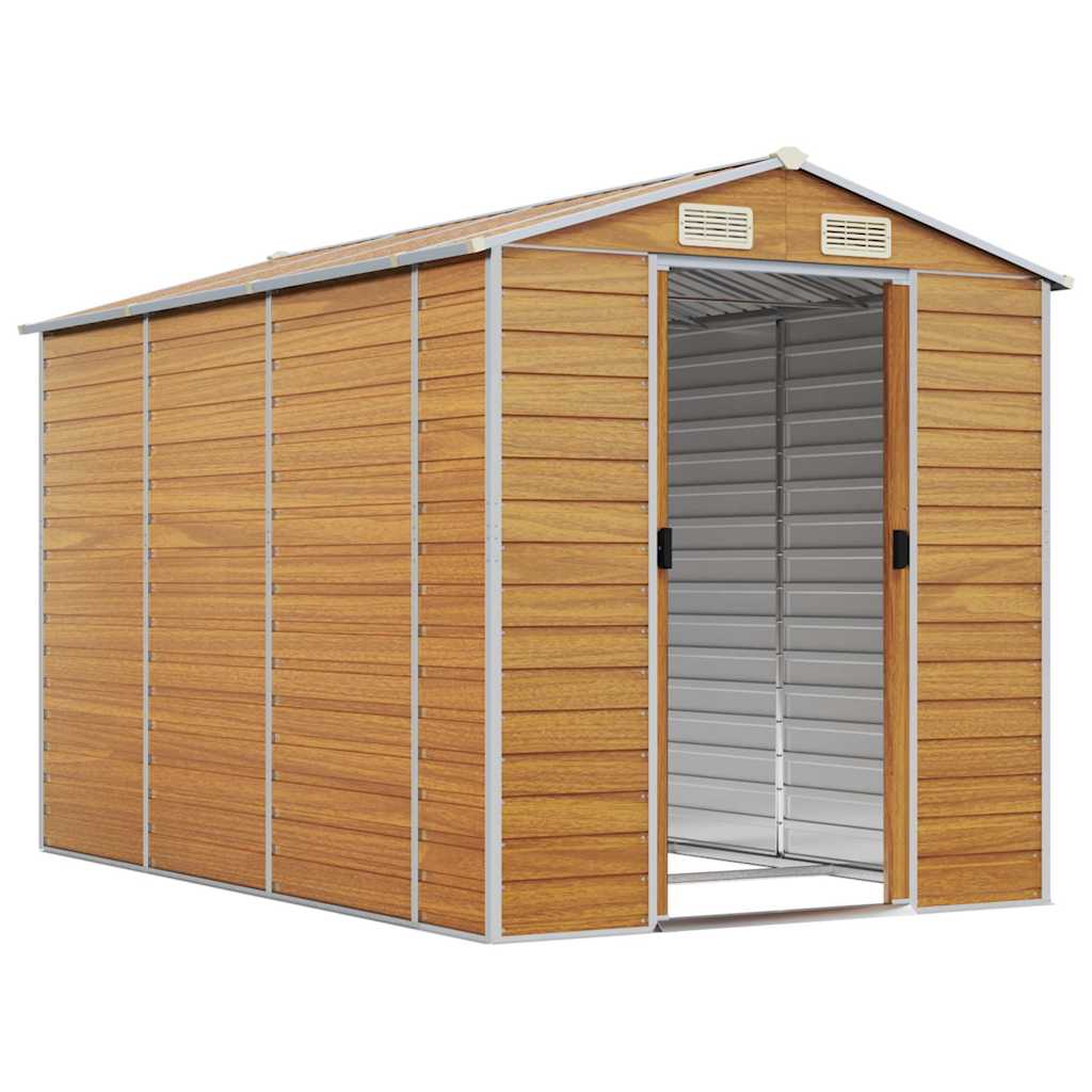 vidaXL Garden Shed Light Brown 191x300x198 cm Galvanised Steel 3