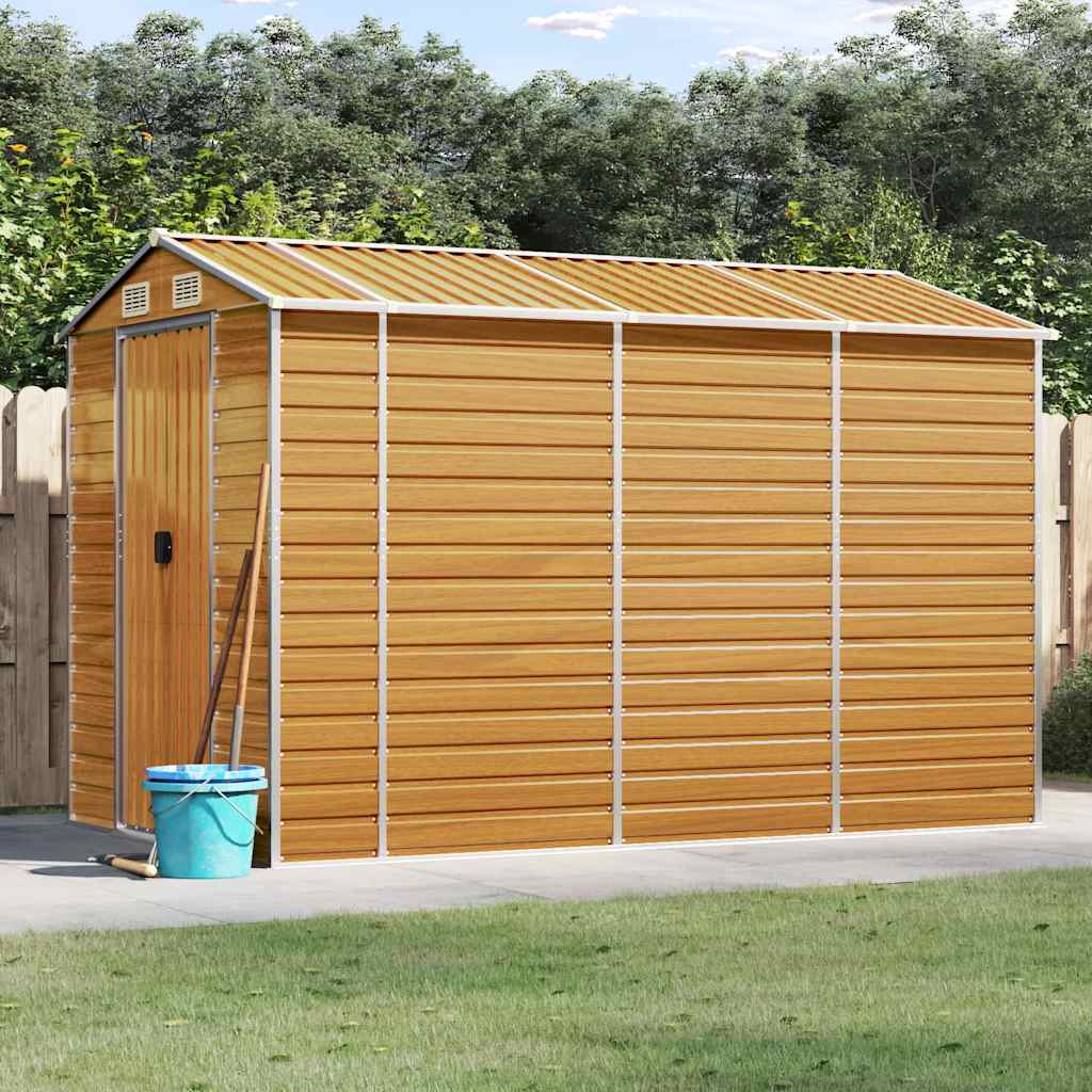 vidaXL Garden Shed Light Brown 191x300x198 cm Galvanised Steel 1