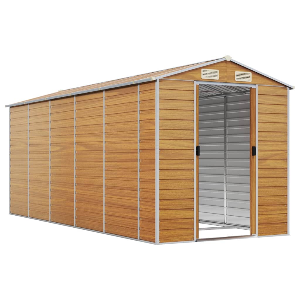 vidaXL Garden Shed | Light Brown | Galvanised Steel | 191x470x198 cm 3