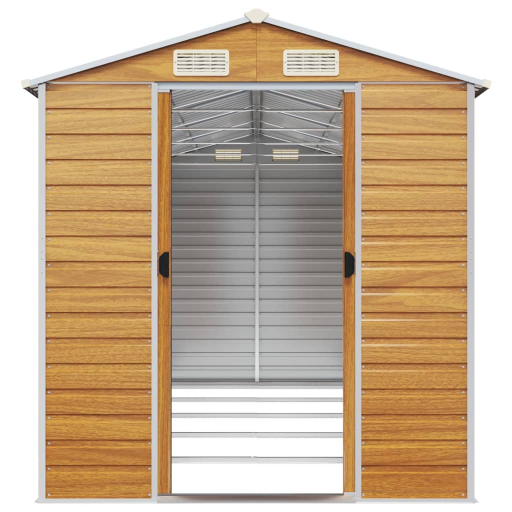 vidaXL Garden Shed | Light Brown | Galvanised Steel | 191x470x198 cm 5