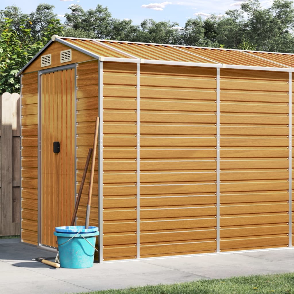 vidaXL Garden Shed | Light Brown | Galvanised Steel | 191x470x198 cm 1