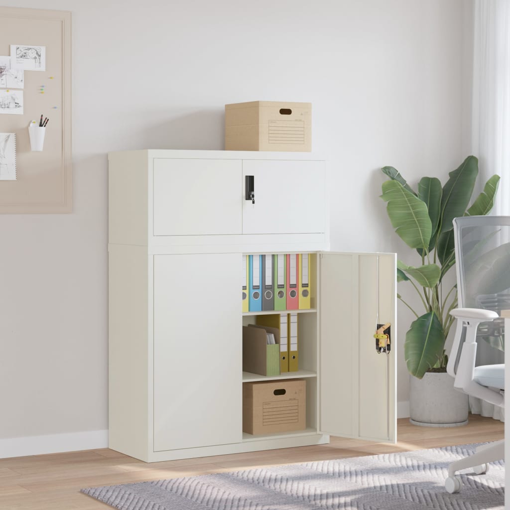 File Cabinet Steel White 90 x 40 x 130 cm