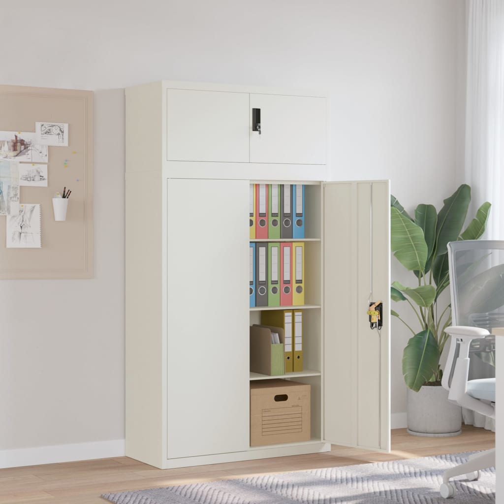 File Cabinet Steel White 90 x 40 x 180 cm