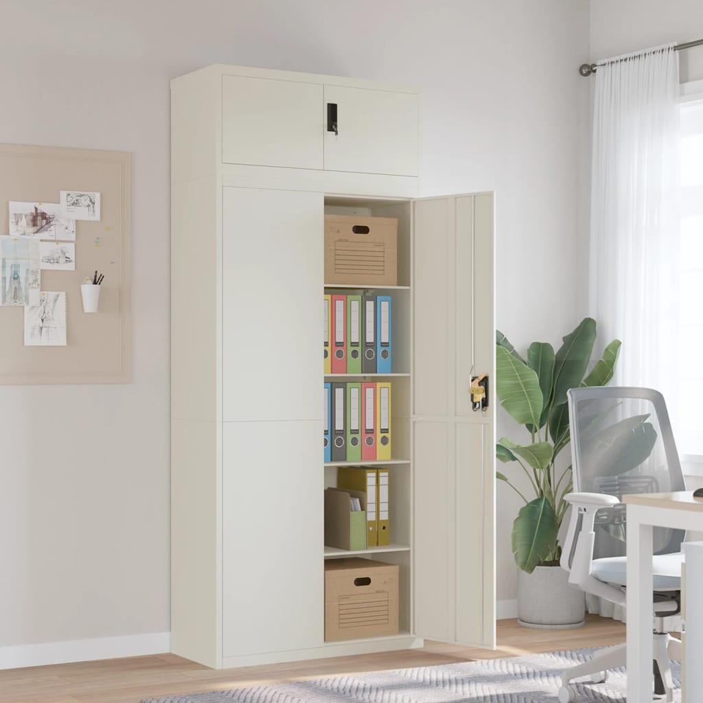 File Cabinet Steel White 90 x 40 x 220 cm