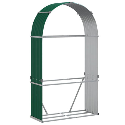vidaXL Log Holder Green 120x45x210 cm Galvanised Steel 2
