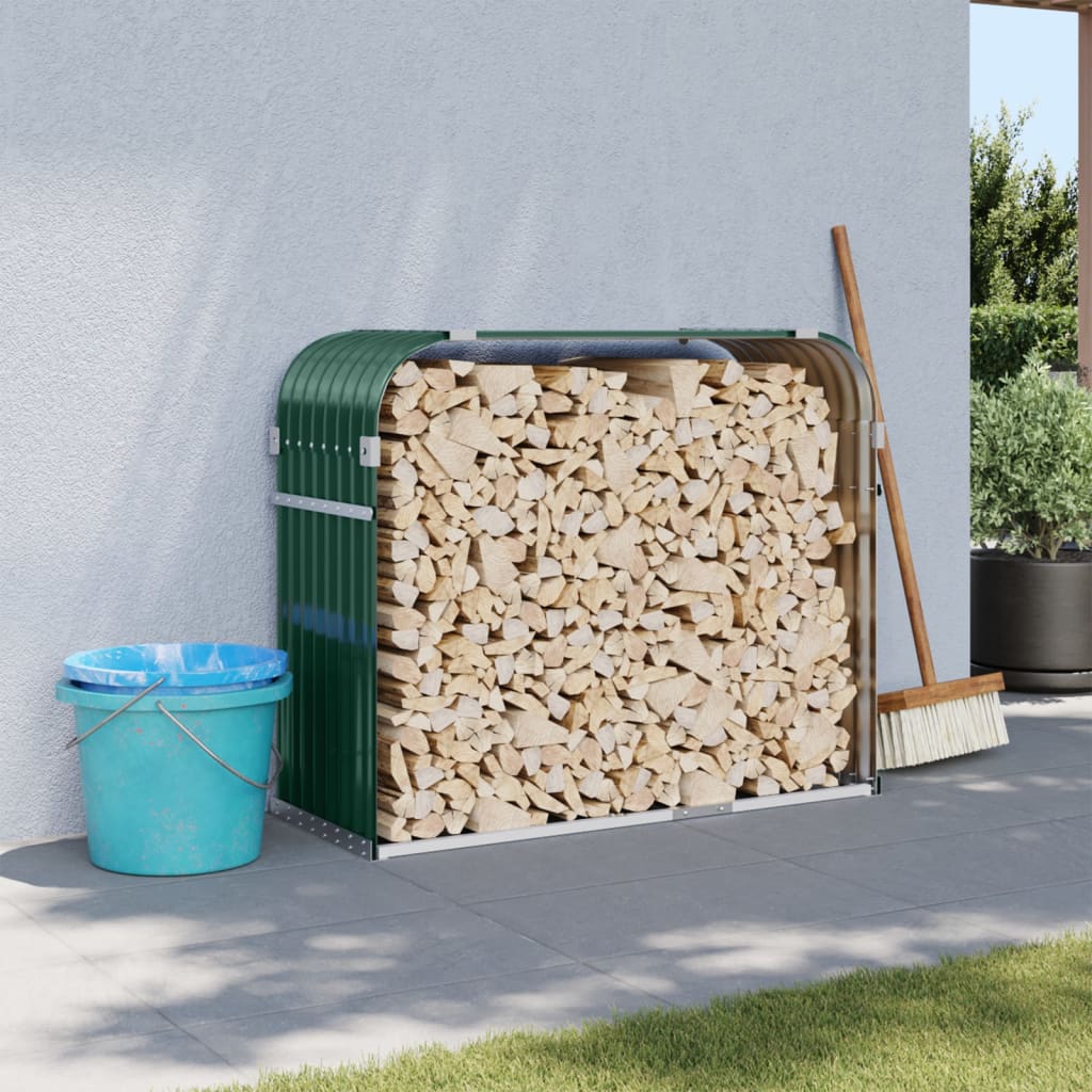 vidaXL Log Holder Green 120x45x100 cm Galvanised Steel 1